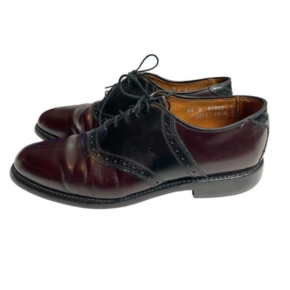 Allen Edmonds Shelton 8271 Burgundy Two Tone Saddle Oxford‎ Dress Shoe 9.5 B